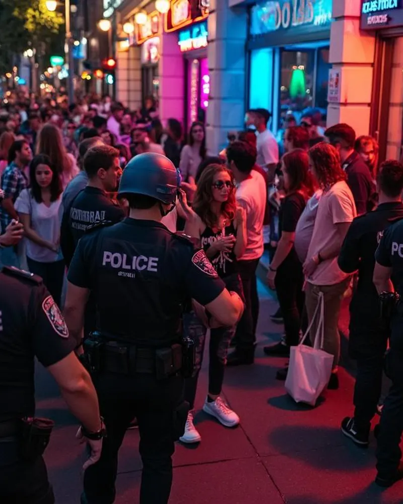 Un conducteur submerge la foule lors d'un contrôle de sécurité devant une discothèque à Jarry